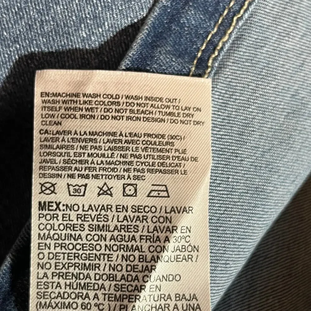 Levi's Skirtall Girls 12 Blue Denim Button Front Sleeveless V-Neck Casual School